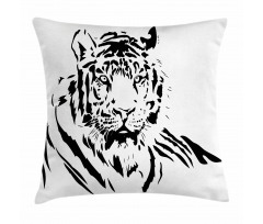 Black Outline Hunter Cat Pillow Cover