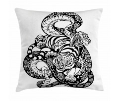Snake and Tiger Pattern Pillow Cover