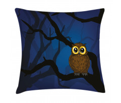 Owl on Tree Branch Pillow Cover