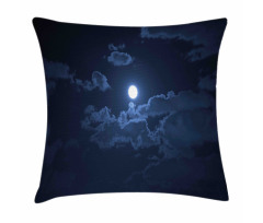 Full Moon Dark Clouds Fog Pillow Cover