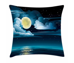 Clouds Full Moon Stars Pillow Cover