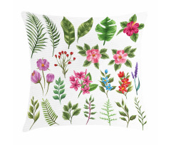 Exotic Flowers and Ferns Pillow Cover