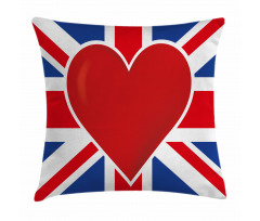 Flag Big Red Heart Pillow Cover