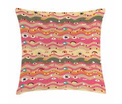 Wavy Lines Groovy Hippie Pillow Cover