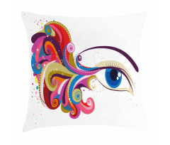 Woman's Eye Colorful Art Pillow Cover