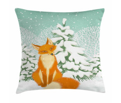 Red Fox Winter Forest Xmas Pillow Cover