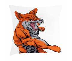 Muscular Sports Fox Mascot Pillow Cover