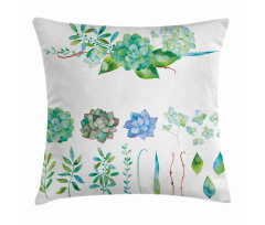Leaves Flowers Watercolor Pillow Cover