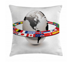 Orbit of National Flags Pillow Cover