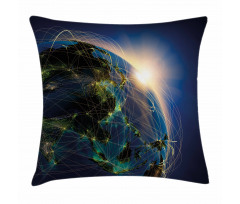 Vivid Globe Space Network Pillow Cover