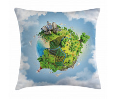 Cartoon Globe Greenery Pillow Cover