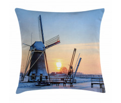 Icy Dutch River Sunset Pillow Cover