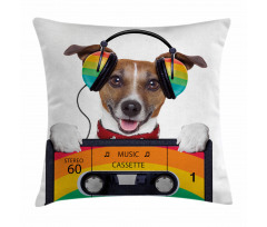 Dog Headphones Pillow Cover