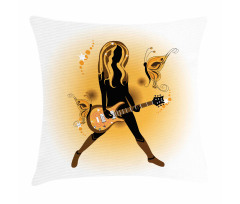 Girl Hair Guitar Pillow Cover