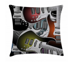 Colorful Guitars Pillow Cover
