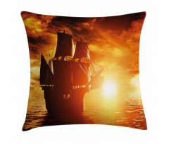 Ship Sunset Pillow Cover
