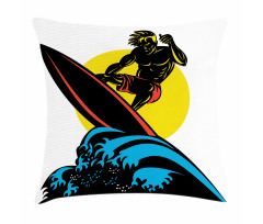 Man on Sea Waves Pillow Cover