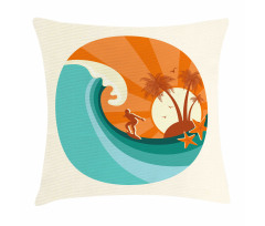 Retro Man Surfing Pillow Cover