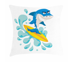Funny Shark Surf Pillow Cover