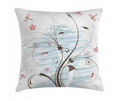 Grunge Flower Buds Pillow Cover