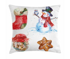 Watercolor Xmas Pillow Cover