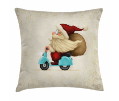 Santa on Motorcycle Pillow Cover