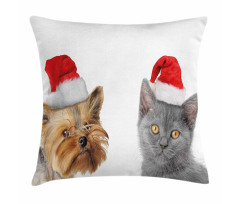 Cat Dog Xmas Hats Pillow Cover