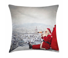 Santa on the Roof Pillow Cover