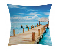 Tropic Seascape Wooden Jetty Pillow Cover