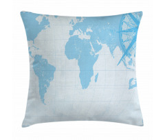 Old Compass Blue Grunge Pillow Cover