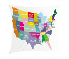 USA Map Colorful States Pillow Cover