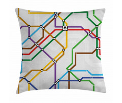 Vibrant Striped Metro Route Pillow Cover