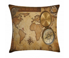 Aged Antique Treasure Map Pillow Cover
