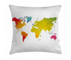 Continents World Watercolor Pillow Cover