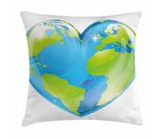 Vibrant Globe Heart Shape Pillow Cover
