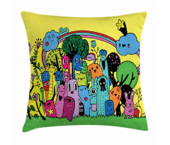 Hand Drawn Crazy Doodle Pillow Cover