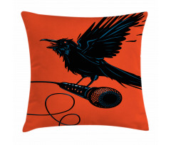 Raven with Microphone Pillow Cover