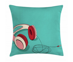 Cool Pink Retro Earphones Pillow Cover