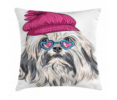 Lowchen Dog Glasses Hat Pillow Cover