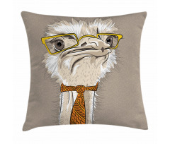 Funny Hipster Ostrich Pillow Cover