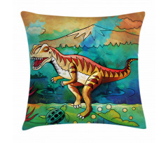 Colorful Velociraptor Pillow Cover