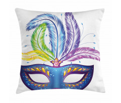 Blue Venetian Mask Pillow Cover