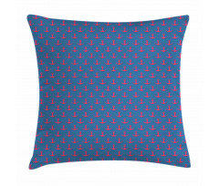 Pink on Blue Dots Pillow Cover