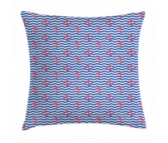 Anchors Slhouettes Waves Pillow Cover