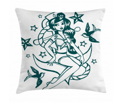 Pin-up Girl Sailor Suit Pillow Cover