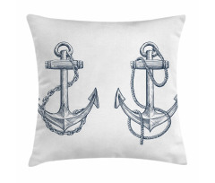 Vintage Sketch of Anchor Pillow Cover