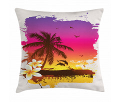 Tropical Beach Sunset Pillow Cover