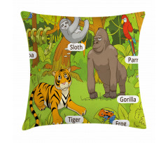 Jungle Fauna Zoo Pillow Cover