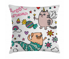 Pug Mermaid Wish Pillow Cover