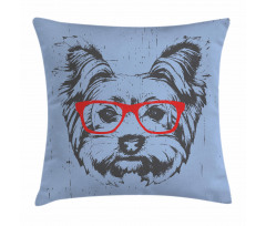 Fun Portrait Red Glasses Pillow Cover